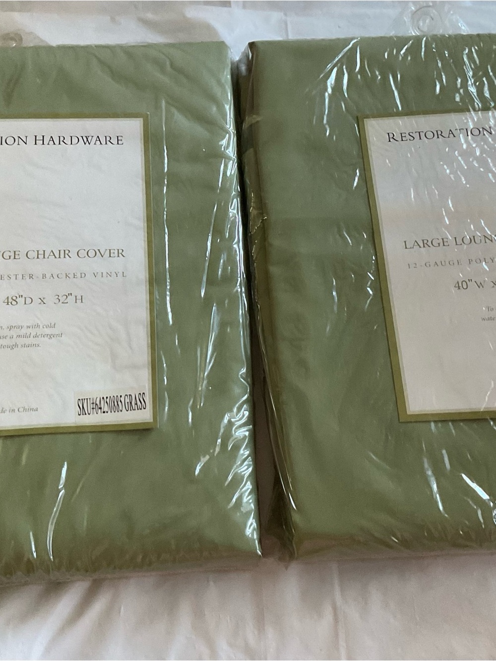 RH Restoration Hardware Large Lounge Chair Cover Set Of 2 Green- New Package